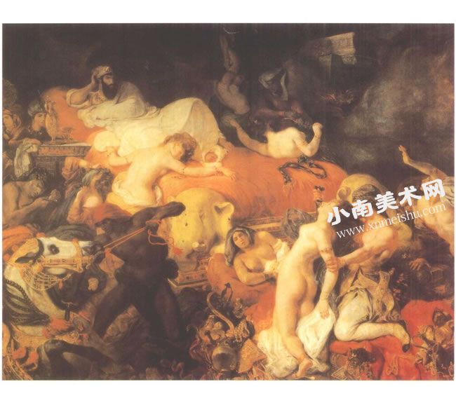 德拉克洛瓦《萨尔丹那帕勒斯之死》油画高清大图