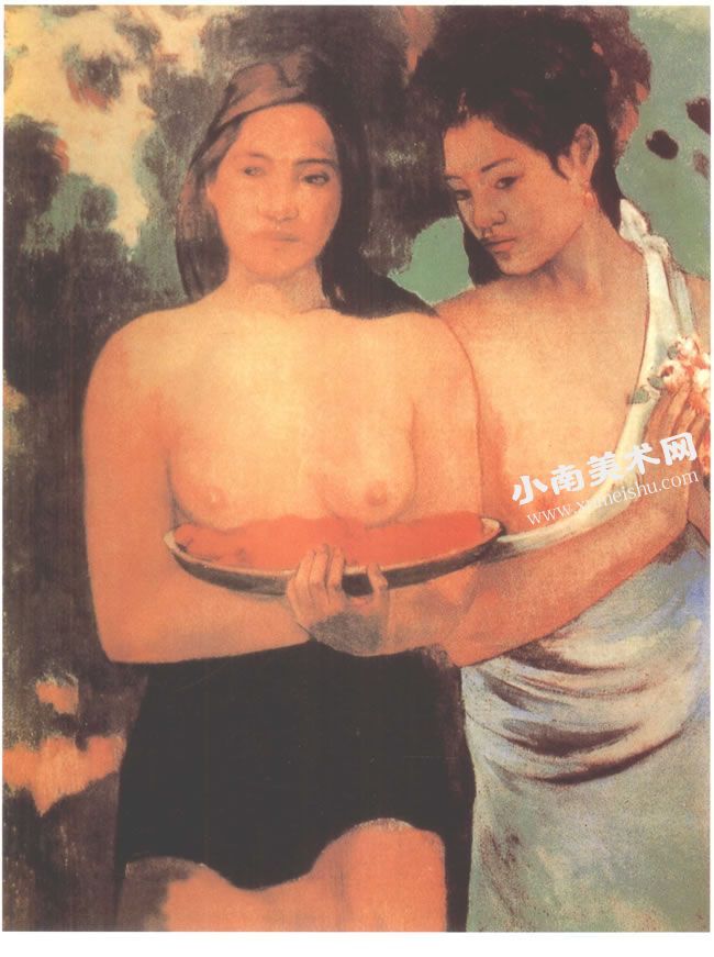 保罗•高更《塔希堤岛妇女》油画高清大图