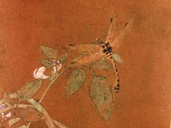 宋代佚名《豆荚蜻蜓图》绢本古画赏析