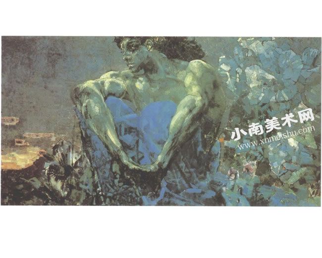 弗鲁贝尔《坐着的天魔》油画高清大图
