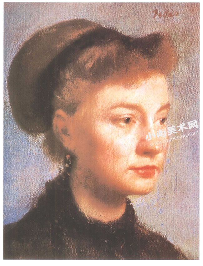 法国德加《青年妇女肖像》油画高清大图