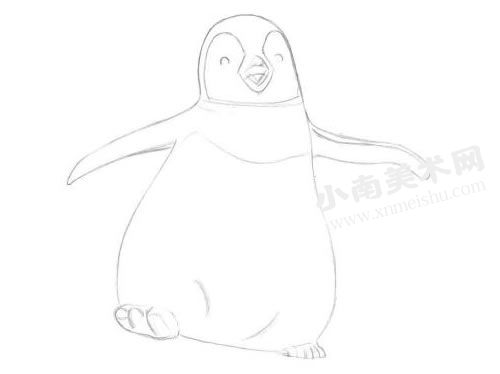 步行的企鹅素描绘制步骤图示01