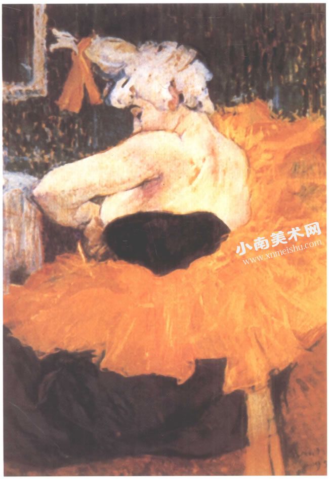 罗特列克《女丑角考尤莎》油画高清大图