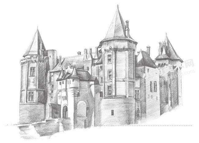 古堡的素描画法步骤图示08