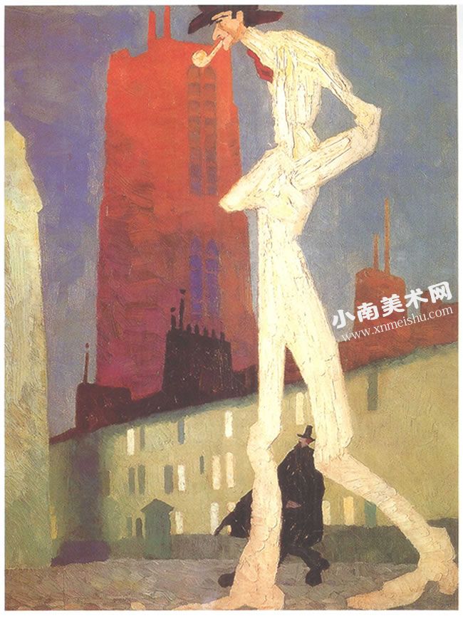 李欧诺•费宁格《白衣男子》油画高清大图