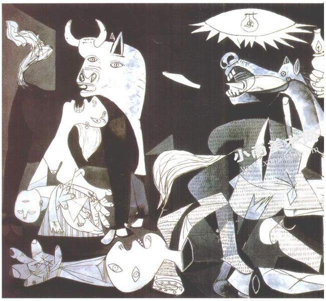毕加索《格尔尼卡》名画高清大图（左侧）