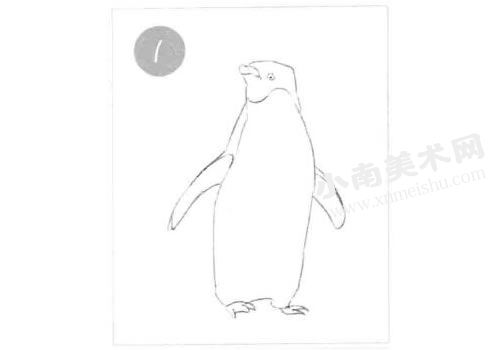 企鹅素描画法步骤图示01