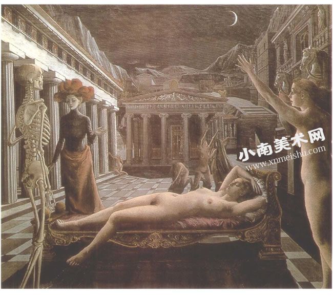 保罗•德尔沃《入睡的维纳斯》油画高清大图
