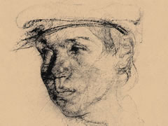 尼古拉•费钦《戴帽子的男子》素描作品欣赏