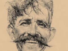 尼古拉•费钦《留胡子的微笑男人》素描作品欣赏