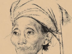 尼古拉•费钦《巴厘岛老妇人》素描作品欣赏