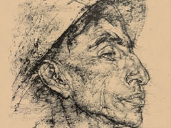 尼古拉•费钦《戴帽子的墨西哥牛仔》素描作品欣赏