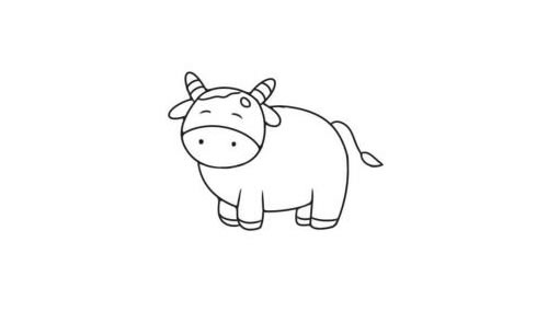 奶牛的简笔画创作步骤图示03
