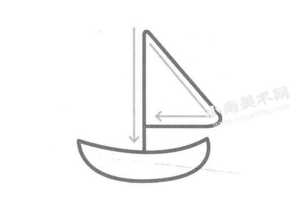 帆船的儿童画创作步骤图示02