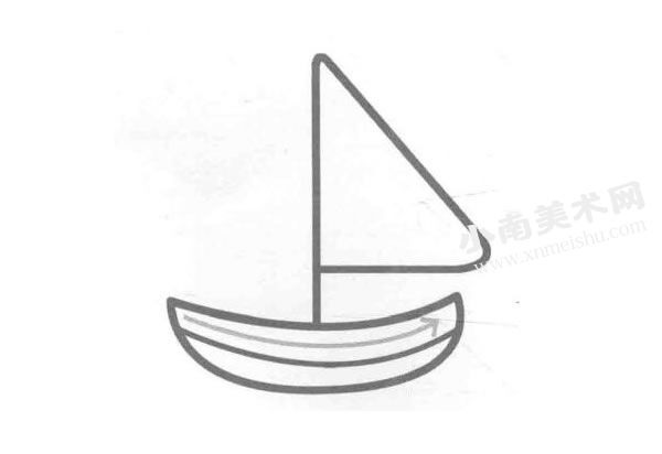 帆船的儿童画创作步骤图示03