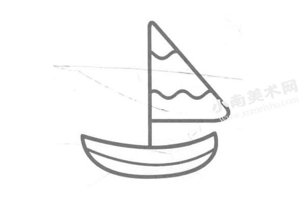帆船的儿童画创作步骤图示04