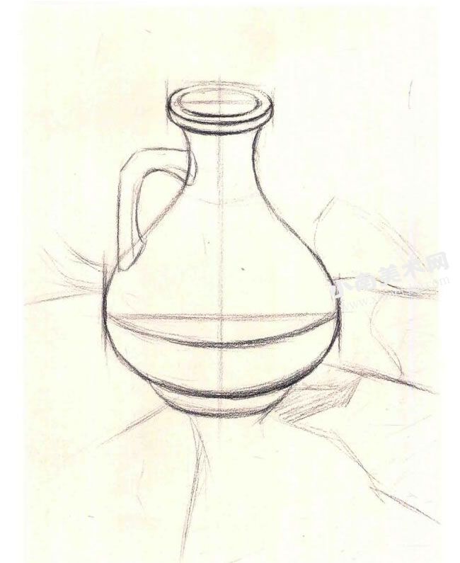 陶瓶的素描作画步骤图示01