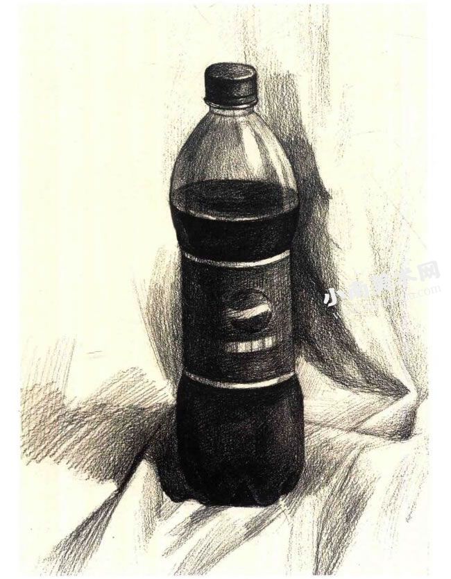 可乐瓶的素描作画步骤图示03