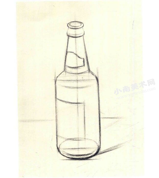 啤酒瓶的素描作画步骤图示01