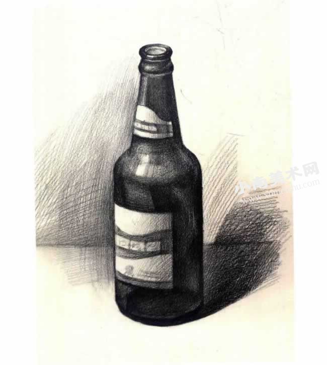 啤酒瓶的素描作画步骤图示04