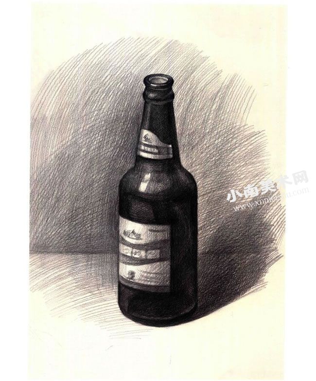 啤酒瓶的素描作画步骤图示05