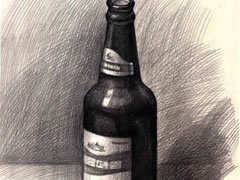 啤酒瓶的素描作画步骤