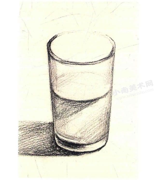 玻璃杯的素描作画步骤图示02