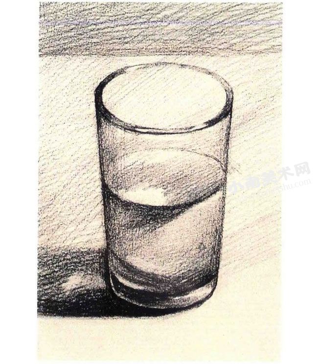玻璃杯的素描作画步骤图示03