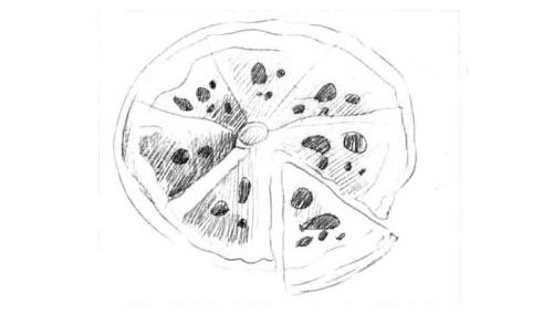 披萨饼（比萨饼）素描绘制步骤图示03