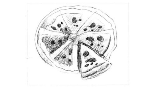 披萨饼（比萨饼）素描绘制步骤图示04