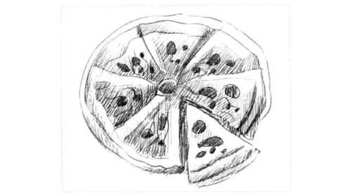 披萨饼（比萨饼）素描绘制步骤图示05