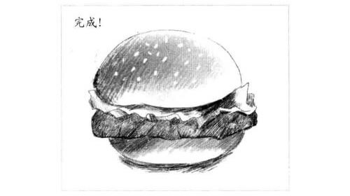 汉堡包的素描绘制步骤图示06