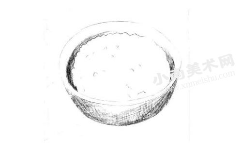香喷喷的米饭素描绘制步骤图示03