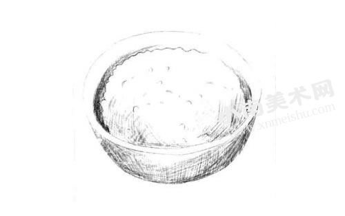 香喷喷的米饭素描绘制步骤图示04
