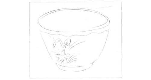 小花碗的素描绘制步骤图示01