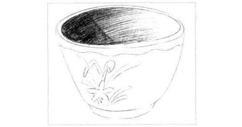 小花碗的素描绘制步骤图示03